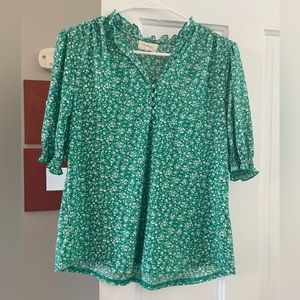 Melloday green floral top Sz S